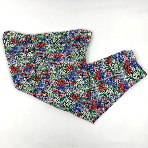 Talbots Womens Perfect Skimmer Floral Cropped Pants Size 14W Cotton Spandex - Picture 8 of 14